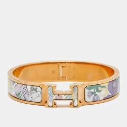 Pre Owned Hermès Clic H Enamel Rose Gold Plated Bracelet
