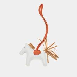 Pre Owned Hermès Bleu Brume/Chai/Cornaline Milo Leather GriGri Rodeo Bag Charm PM