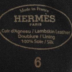 Pre Owned قفازات هيرمس كيلي لوك من جلد نوير سويا مقاس 6
