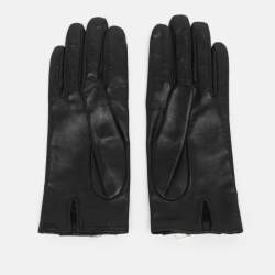 Pre Owned قفازات هيرمس كيلي لوك من جلد نوير سويا مقاس 6