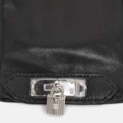 Pre Owned قفازات هيرمس كيلي لوك من جلد نوير سويا مقاس 6