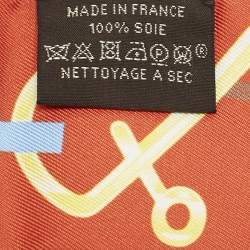 Pre Owned Hermès Orange/Off-White Do re boucles Silk Twilly