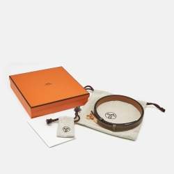 Pre Owned Hermès Etoupe Epsom Leather Rose Gold Finish Kelly 18 Adjustable Belt