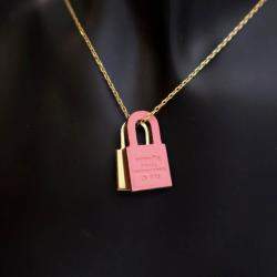 Pre Owned Hermes Pink Leather O'Kelly Pendant Necklace