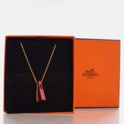 Pre Owned Hermes Pink Leather O'Kelly Pendant Necklace