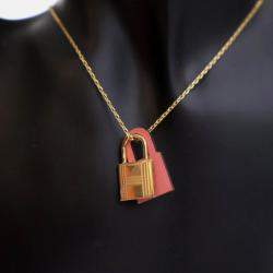 Pre Owned Hermes Pink Leather O'Kelly Pendant Necklace