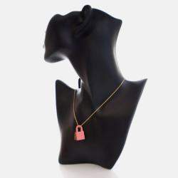 Pre Owned Hermes Pink Leather O'Kelly Pendant Necklace