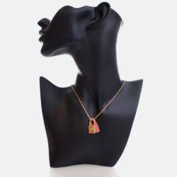 Pre Owned Hermes Pink Leather O'Kelly Pendant Necklace