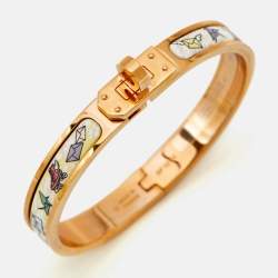 Pre Owned سوار هيرمس ميني كليك كيلي طبعة علم هيرمس مينا مطلية