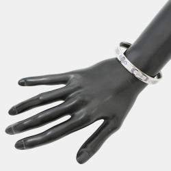 Pre Owned Hermes Enamel Extra Fun Gran Apara PM White Navy Metal Bracelet