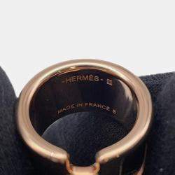 Pre Owned Hermes Orump Ring Size Gm/S Black Veau Madame Metal
