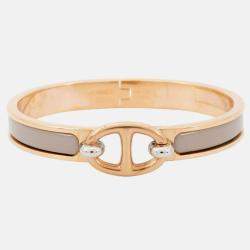 Pre Owned Hermes Mini Clic Chaine D'Ancre Bracelet Size PM Marong Rasse Lacquer