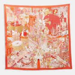 Pre Owned Hermès Pink Silk Animapolis scarf