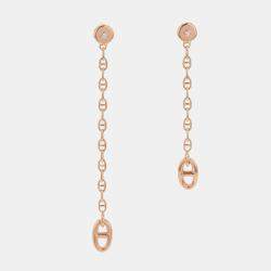 Pre Owned Hermes Chaine D'Ancre New Farandole TPM 18K Pink Gold Earrings