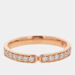 Pre Owned Hermes Ever Kelly Diamond 18K Pink Gold PM Wedding Ring EU 48