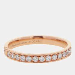 Pre Owned Hermes Ever Kelly Diamond 18K Pink Gold PM Wedding Ring EU 48