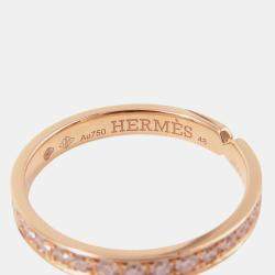 Pre Owned Hermes Ever Kelly Diamond 18K Pink Gold PM Wedding Ring EU 48