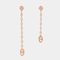 Pre Owned Hermes Chaine D'Ancre New Farandole 18K Pink Gold TPM Earrings 