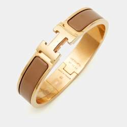 Pre Owned Hermès Clic H Enamel Rose Gold Plated Bracelet