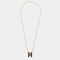 Pre Owned Hermès Pop H Enamel Gold Plated Necklace