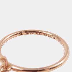 Pre Owned Hermes Gambade Clous De Sel Sellier 18K Pink Gold Ring Size 52 