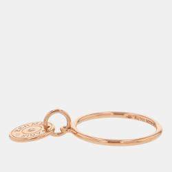Pre Owned Hermes Gambade Clous De Sel Sellier 18K Pink Gold Ring Size 52 