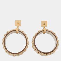 Pre Owned Hermes Medor Picnic Earrings Size Gm Nata Vaux Barenia Leather Willow