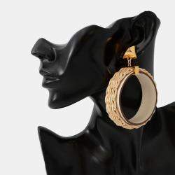 Pre Owned Hermes Medor Picnic Earrings Size Gm Nata Vaux Barenia Leather Willow