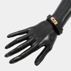 Pre Owned Hermes Double Tour Bracelet Size T2 Black Swift Leather