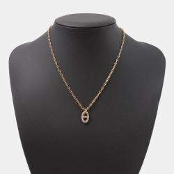 Pre Owned Hermes Chaine D'Ancre Farandole Pendant PM Sth 221303B 00St 18K Pink Gold Chain Necklace