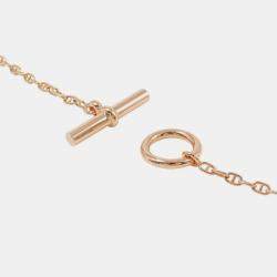 Pre Owned Hermes Chaine D'Ancre Farandole Pendant PM Sth 221303B 00St 18K Pink Gold Chain Necklace