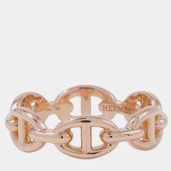 Pre Owned Hermes Chaine D'Ancre Anchene 18K Pink Gold Ring PM 53