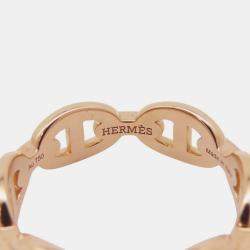 Pre Owned Hermes Chaine D'Ancre Anchene 18K Pink Gold Ring PM 53