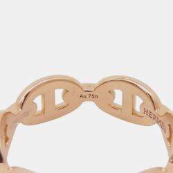 Pre Owned Hermes Chaine D'Ancre Anchene 18K Pink Gold Ring PM 53
