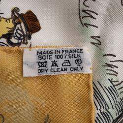 Pre Owned وشاح هيرمس حرير كاري ليه أمازون ليـدي أون هورس باك ٩٠ أصفر/متعدد الألوان