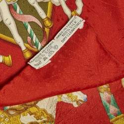 Pre Owned Hermès Vintage Red Printed Silk Luna Park Scarf