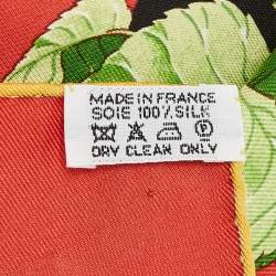 Pre Owned Hermès Orange/Black Au Coeur des Bois Silk Scarf