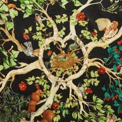 Pre Owned Hermès Orange/Black Au Coeur des Bois Silk Scarf