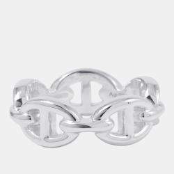 Pre Owned Hermes Chaine D'Ancre Anchene Ring Silver 925 EU 50