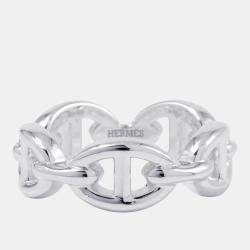 Pre Owned Hermes Chaine D'Ancre Anchene Ring Silver 925 EU 50