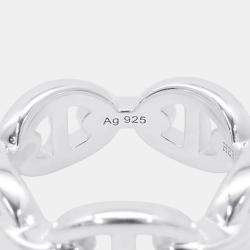 Pre Owned Hermes Chaine D'Ancre Anchene Ring Silver 925 EU 50