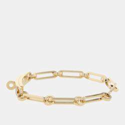 Pre Owned Hermes Kelly 8K Yellow Gold Diamond Chain Bracelet