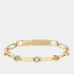 Pre Owned Hermes Kelly 8K Yellow Gold Diamond Chain Bracelet
