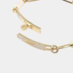 Pre Owned Hermes Kelly 8K Yellow Gold Diamond Chain Bracelet
