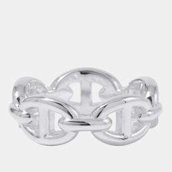 Pre Owned Hermes Chaine D'Ancre Anchene Ring Silver 925 EU 52