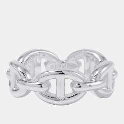 Pre Owned Hermes Chaine D'Ancre Anchene Ring Silver 925 EU 52