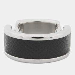 Pre Owned Hermes Orump Ring Size PM/S/#11 Black Epsom Metal