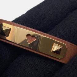 Pre Owned Hermes As De Coeur Bracelet Size T2 Gold Swift Leather