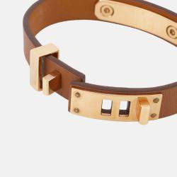 Pre Owned Hermes As De Coeur Bracelet Size T2 Gold Swift Leather