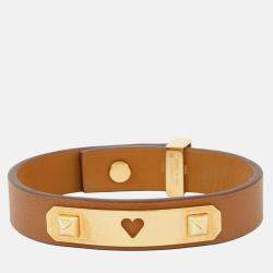 Pre Owned Hermes As De Coeur Bracelet Size T2 Gold Swift Leather